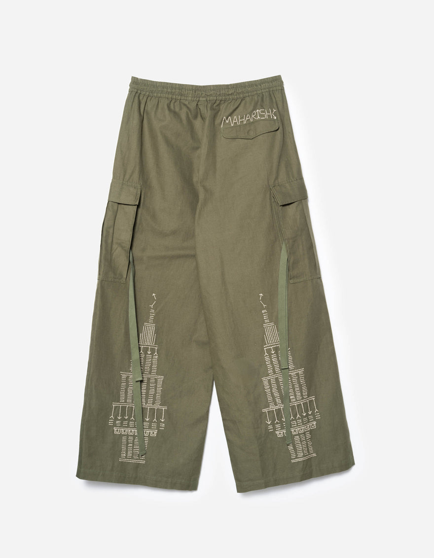 7097 Alaskan Hilltribe Embroidered Hakama Olive OG-107F
