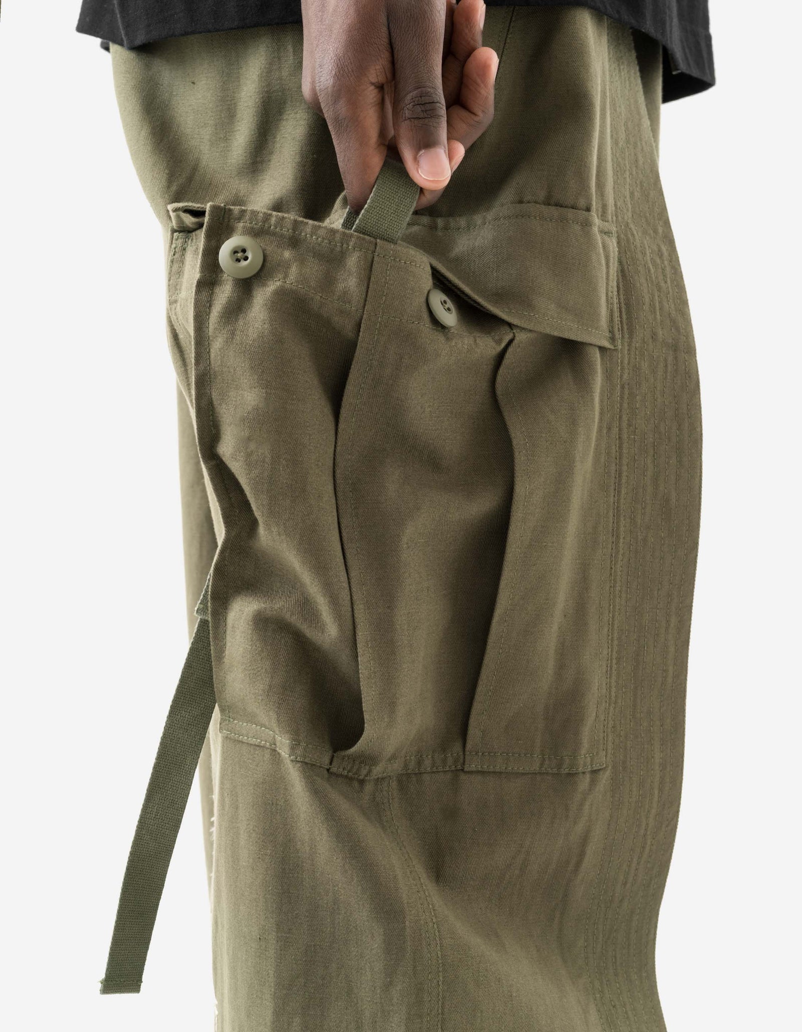 7097 Alaskan Hilltribe Embroidered Cropped Hakama Olive OG-107F