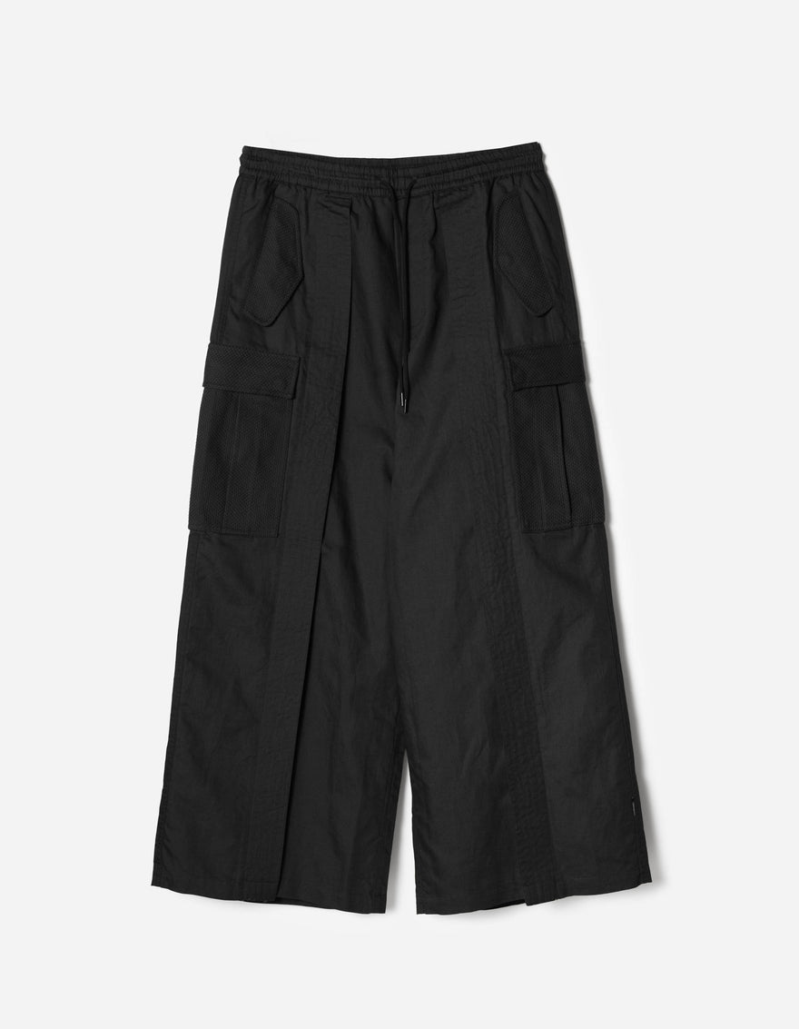 7099 Hemp Hakama Cargo Track Pants Black