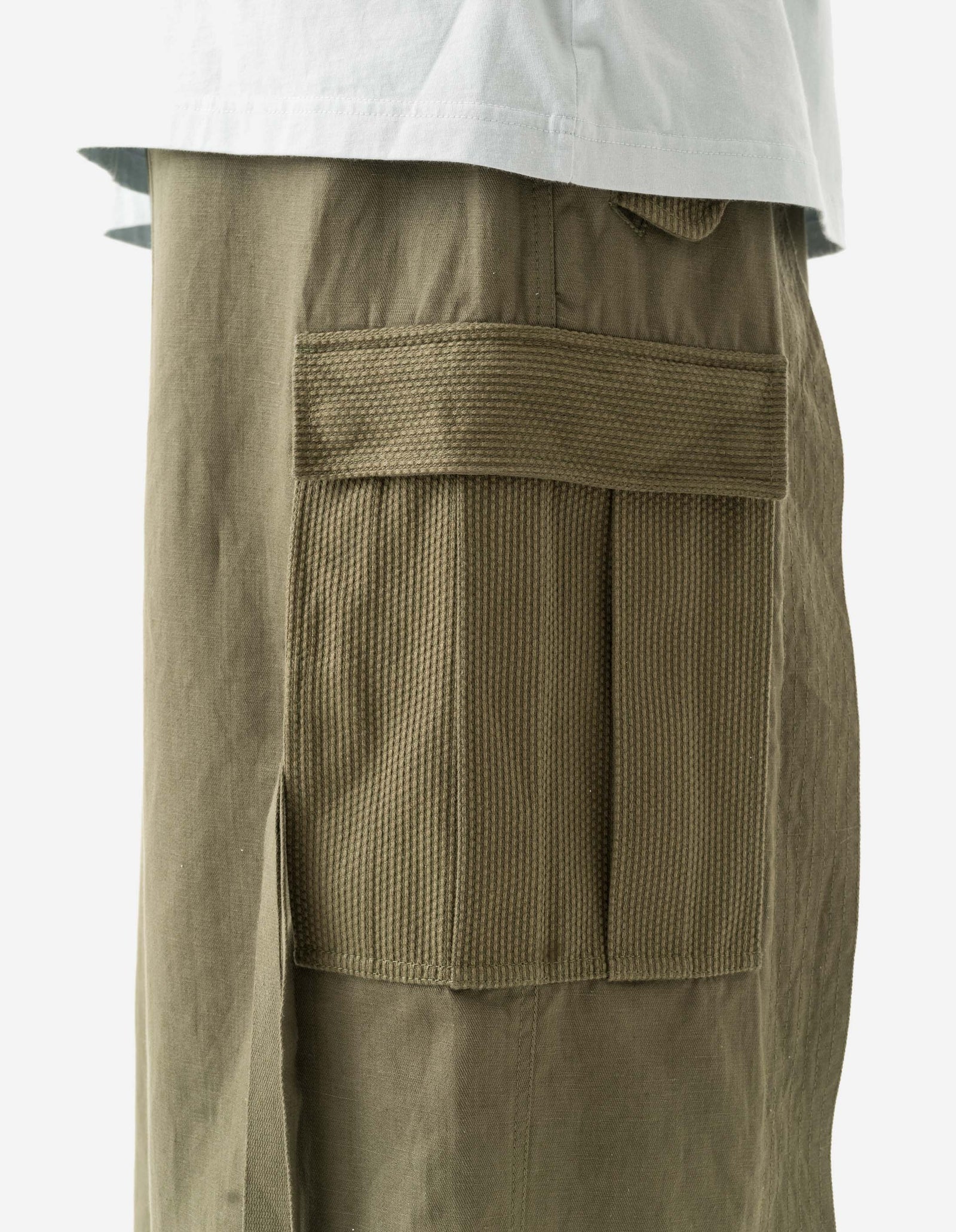 7099 Hemp Hakama Cargo Track Pants Olive OG-107F