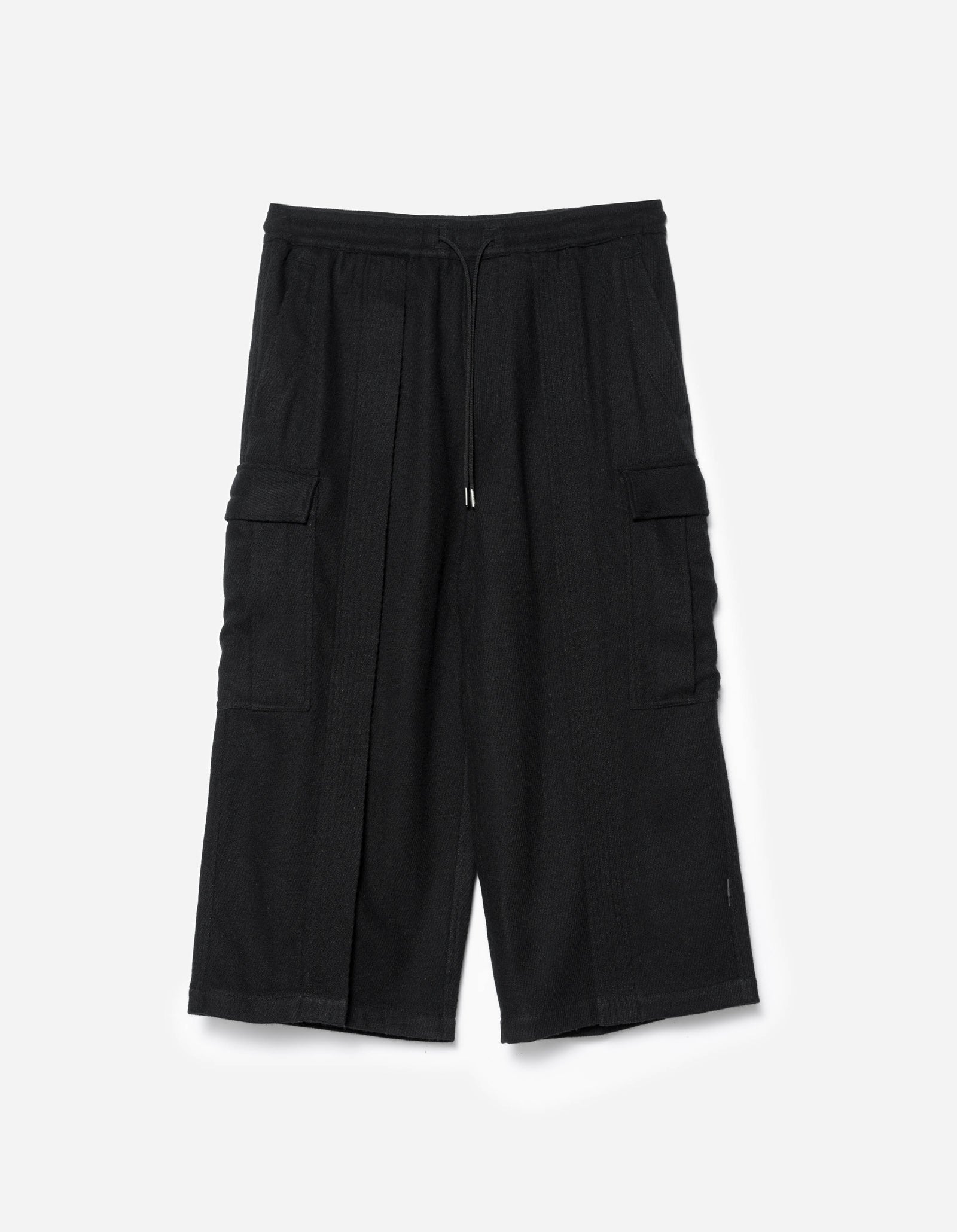 7100 Recycled Wool Cargo Cropped Hakama Black
