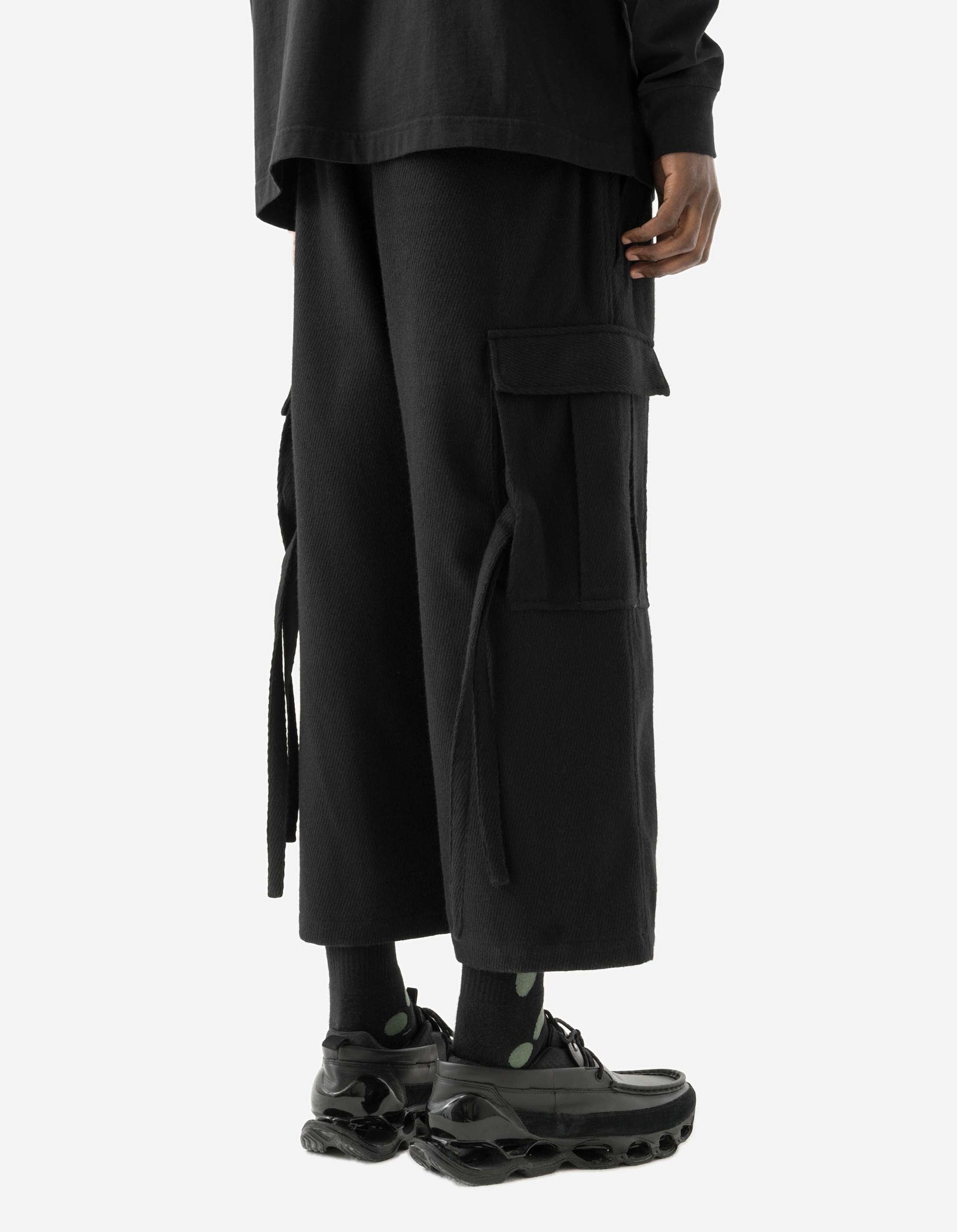 7100 Recycled Wool Cargo Hakama Black