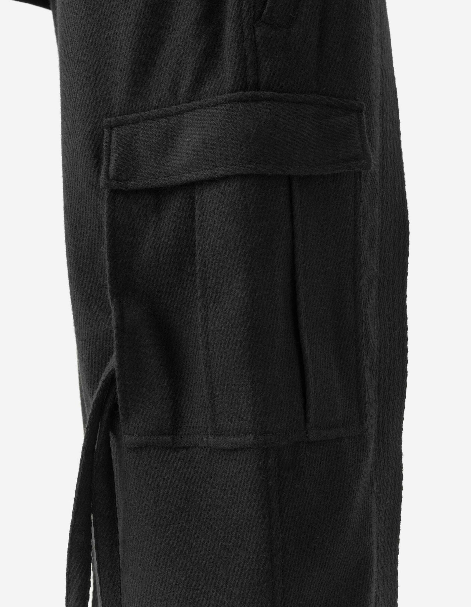 7100 Recycled Wool Cargo Hakama Black
