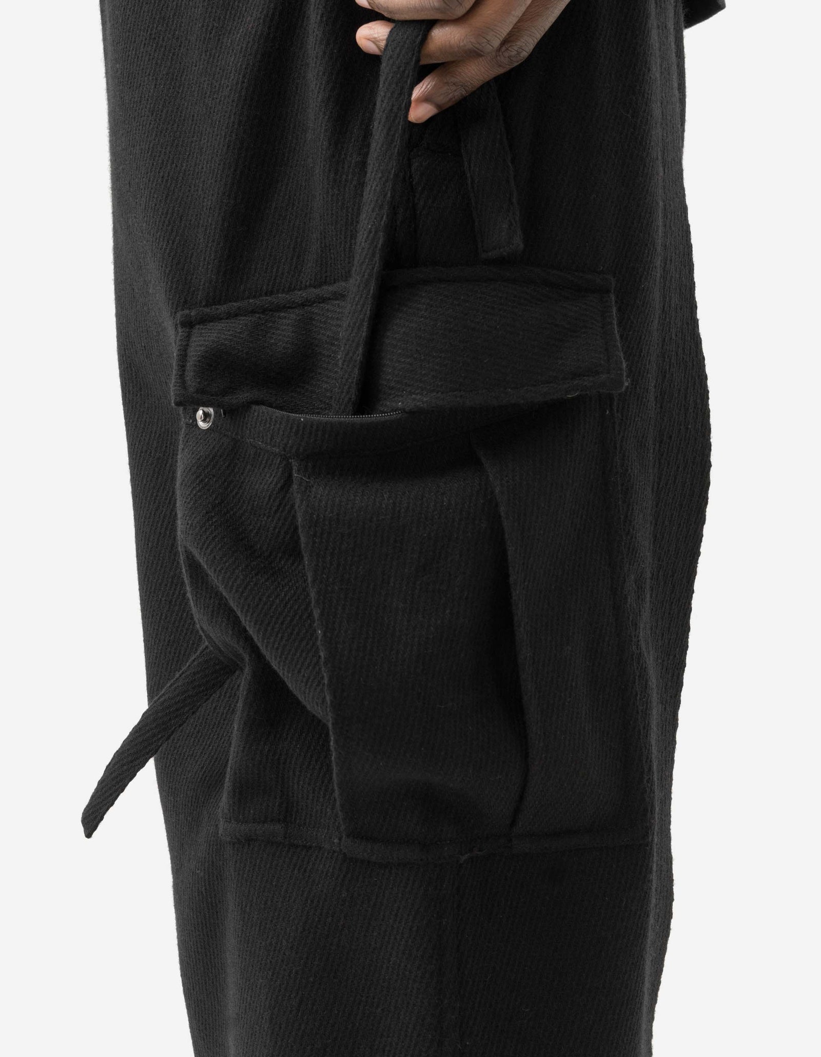 7100 Recycled Wool Cargo Hakama Black