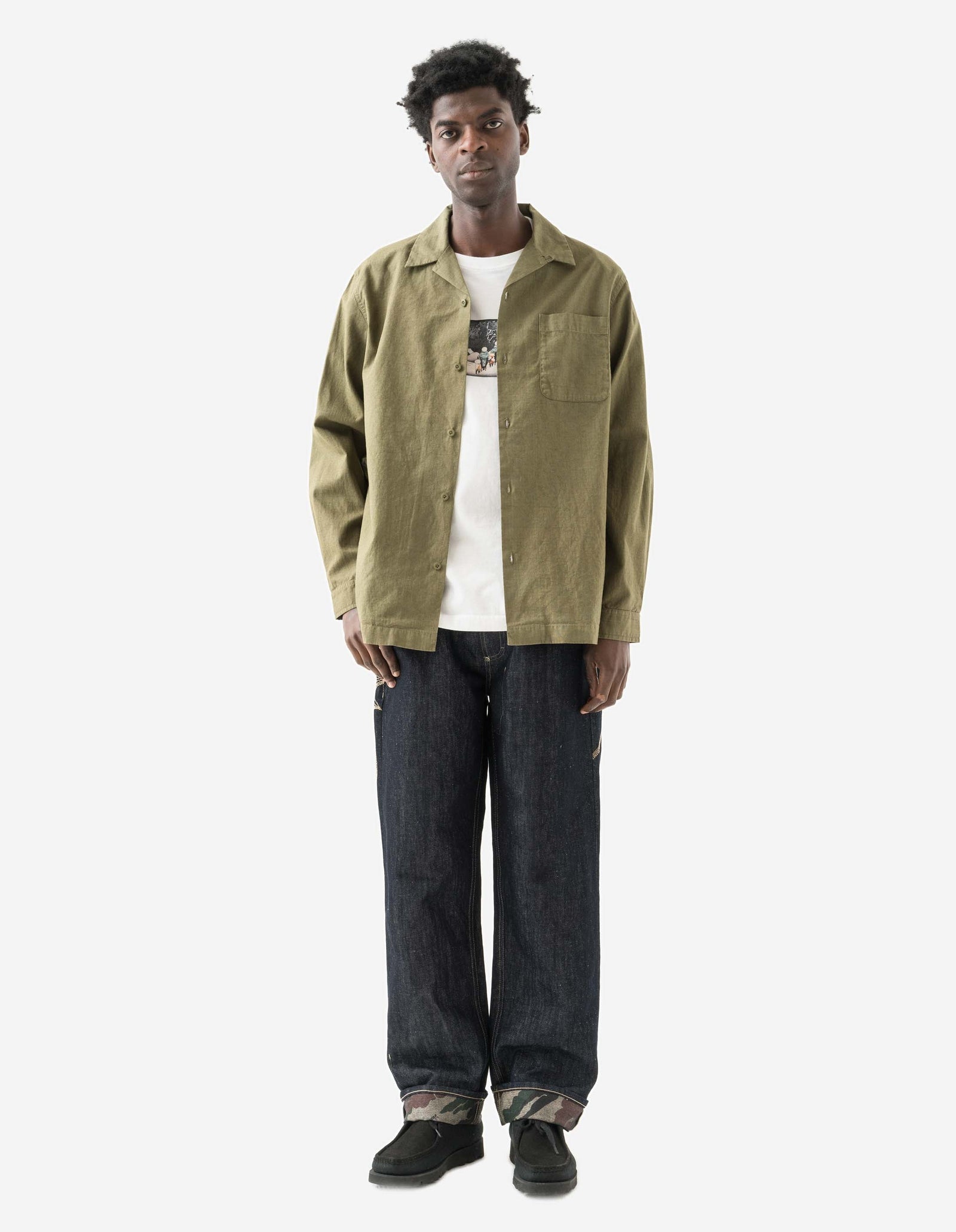 7101 L/S Camp Collar Shirt Olive OG-107F