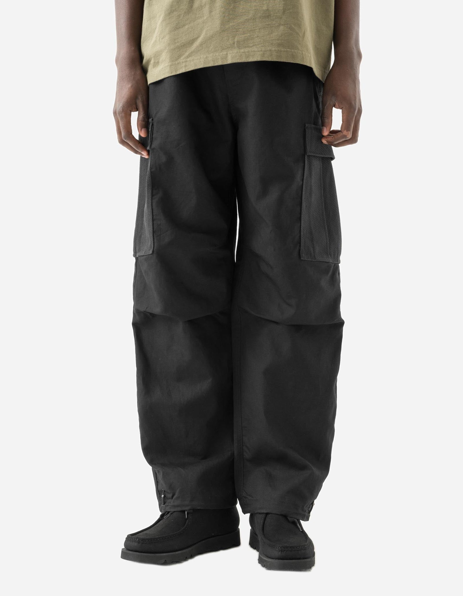 7110 Hemp Utility Cargo Track Pants Black