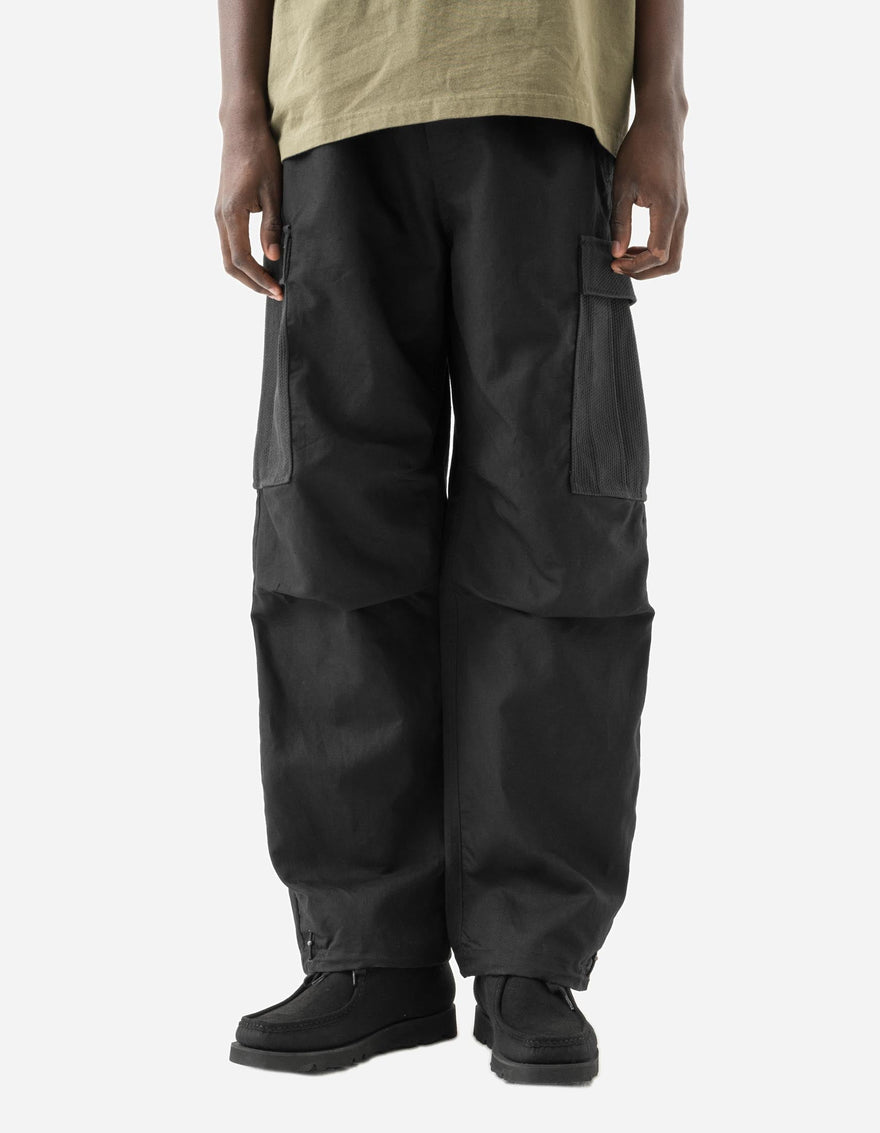 7110 Hemp Utility Cargo Track Pants Black