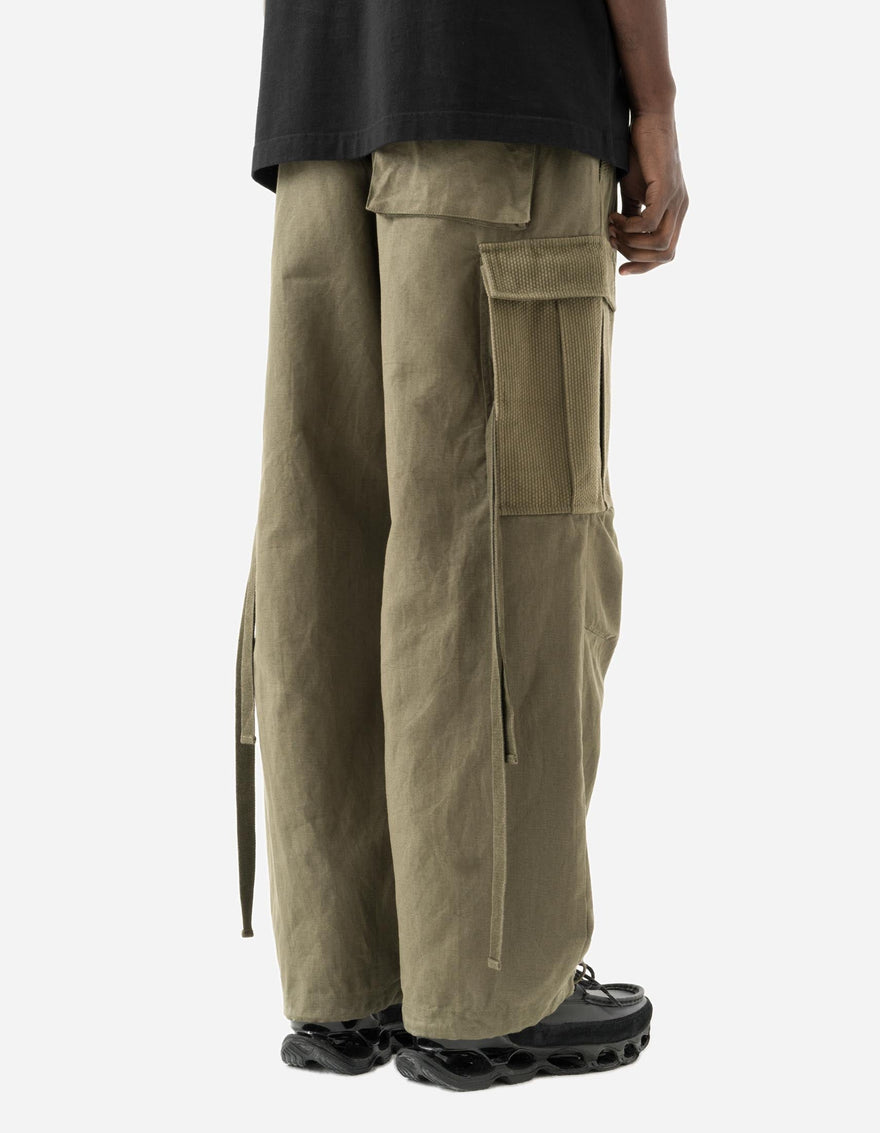 7110 Hemp Utility Cargo Track Pants Olive OG-107F