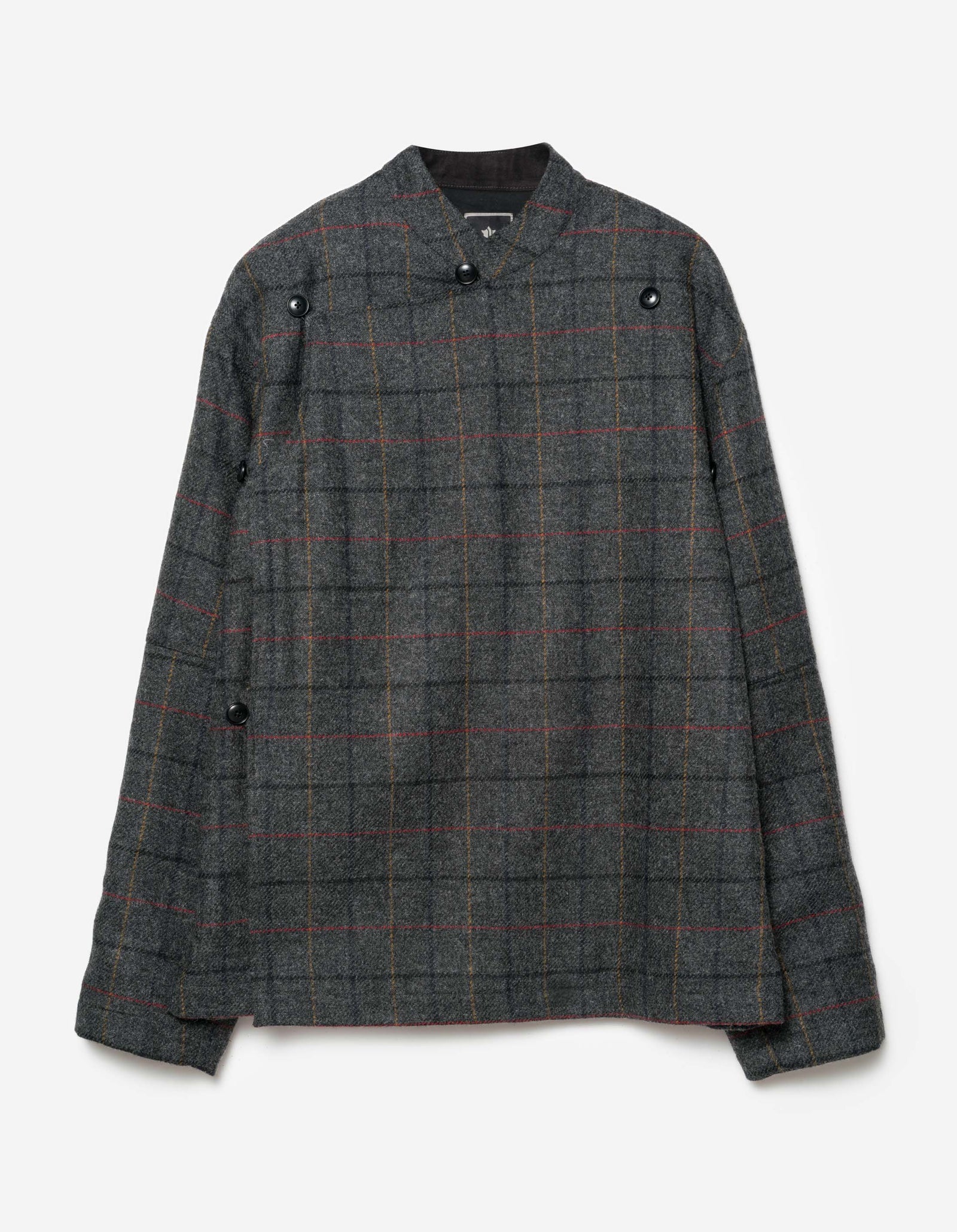 7114 Wool Asym Monk L/S Shirt Charcoal