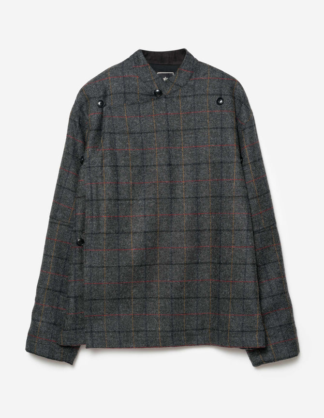 7114 Wool Asym Monk L/S Shirt Charcoal