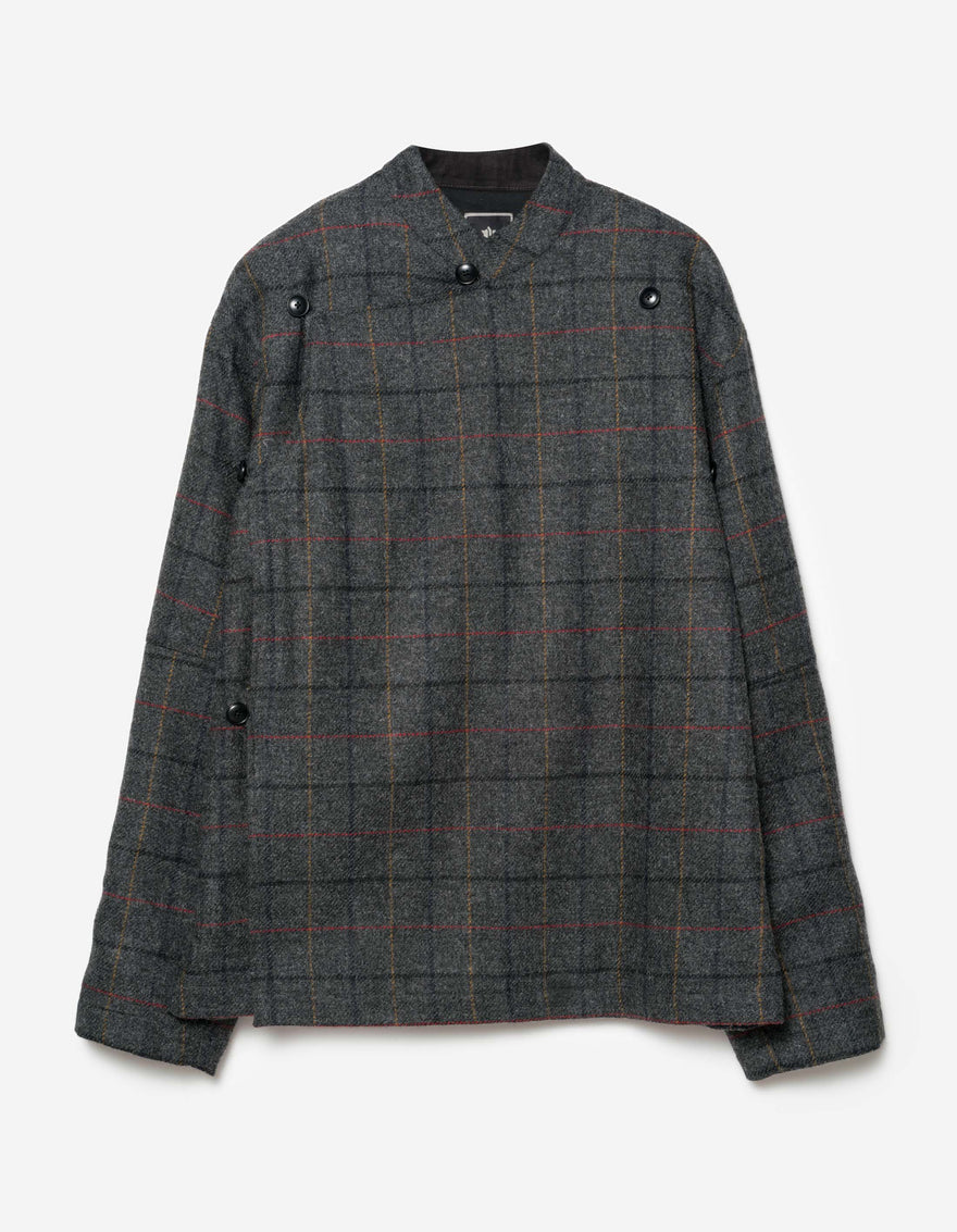 7114 Wool Asym Monk L/S Shirt Charcoal