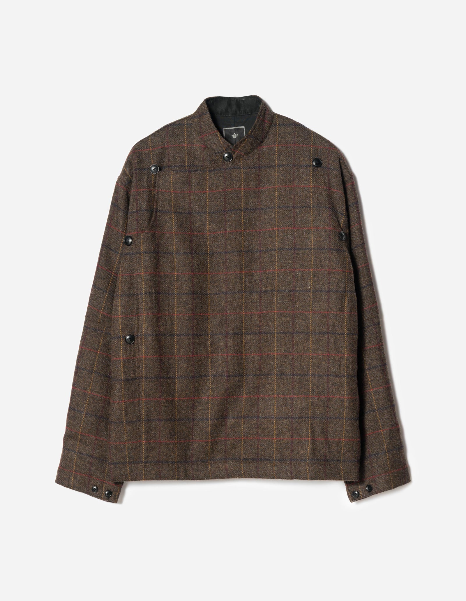 7114 Wool Asym Monk L/S Shirt Brown