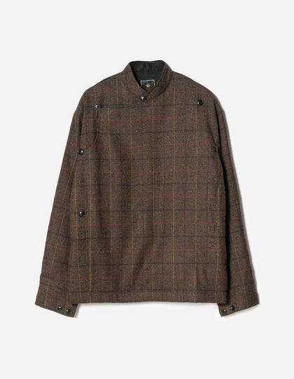 7114 Wool Asym Monk L/S Shirt Brown
