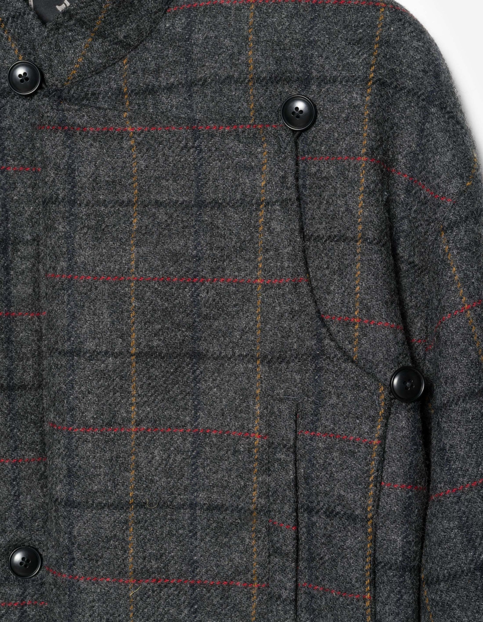 7114 Wool Asym Monk L/S Shirt Charcoal
