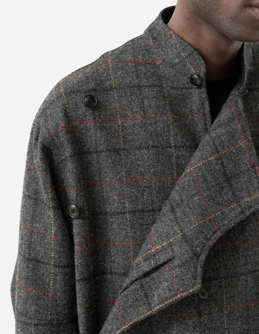 7114 Wool Asym Monk L/S Shirt Charcoal