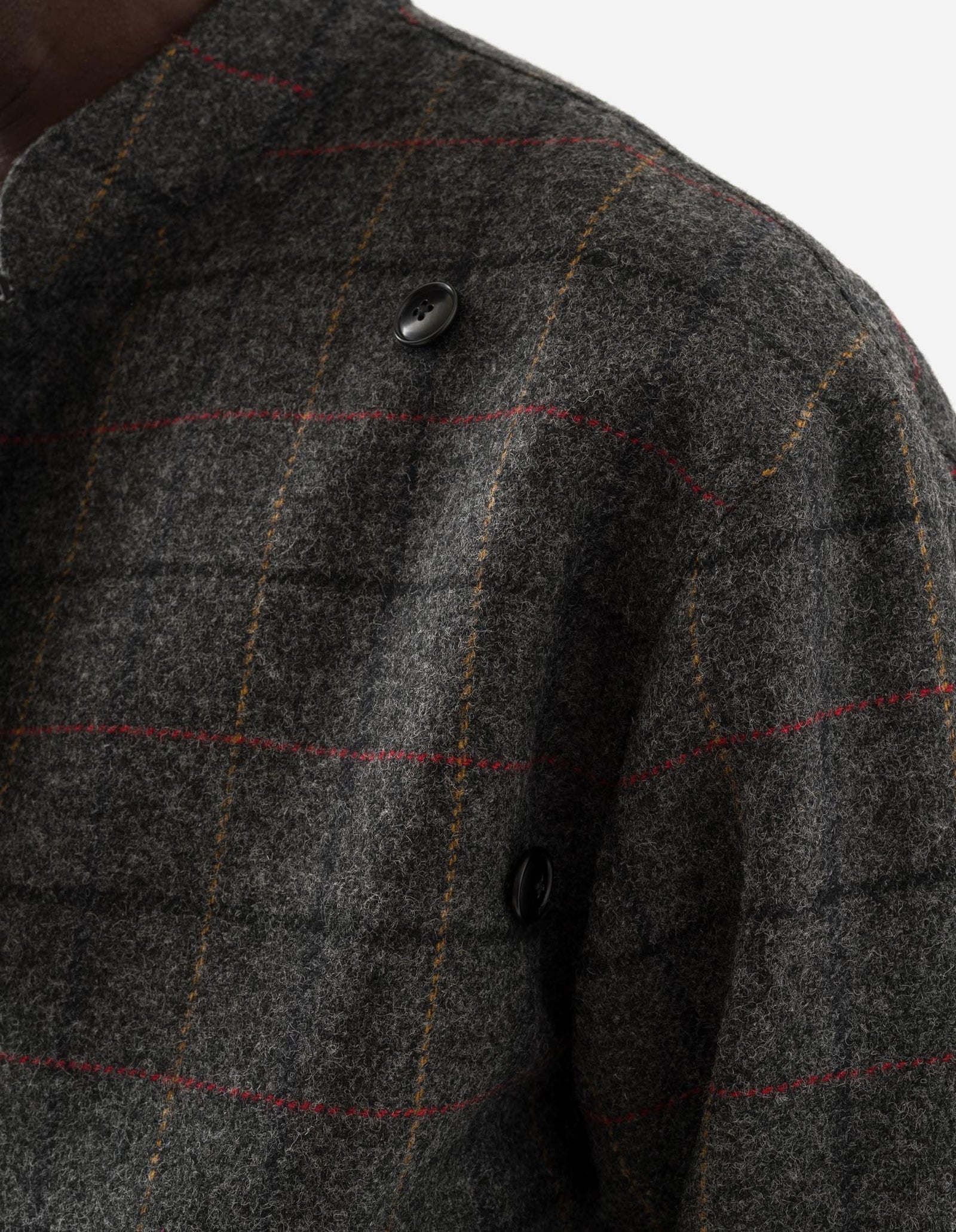 7114 Wool Asym Monk L/S Shirt Charcoal
