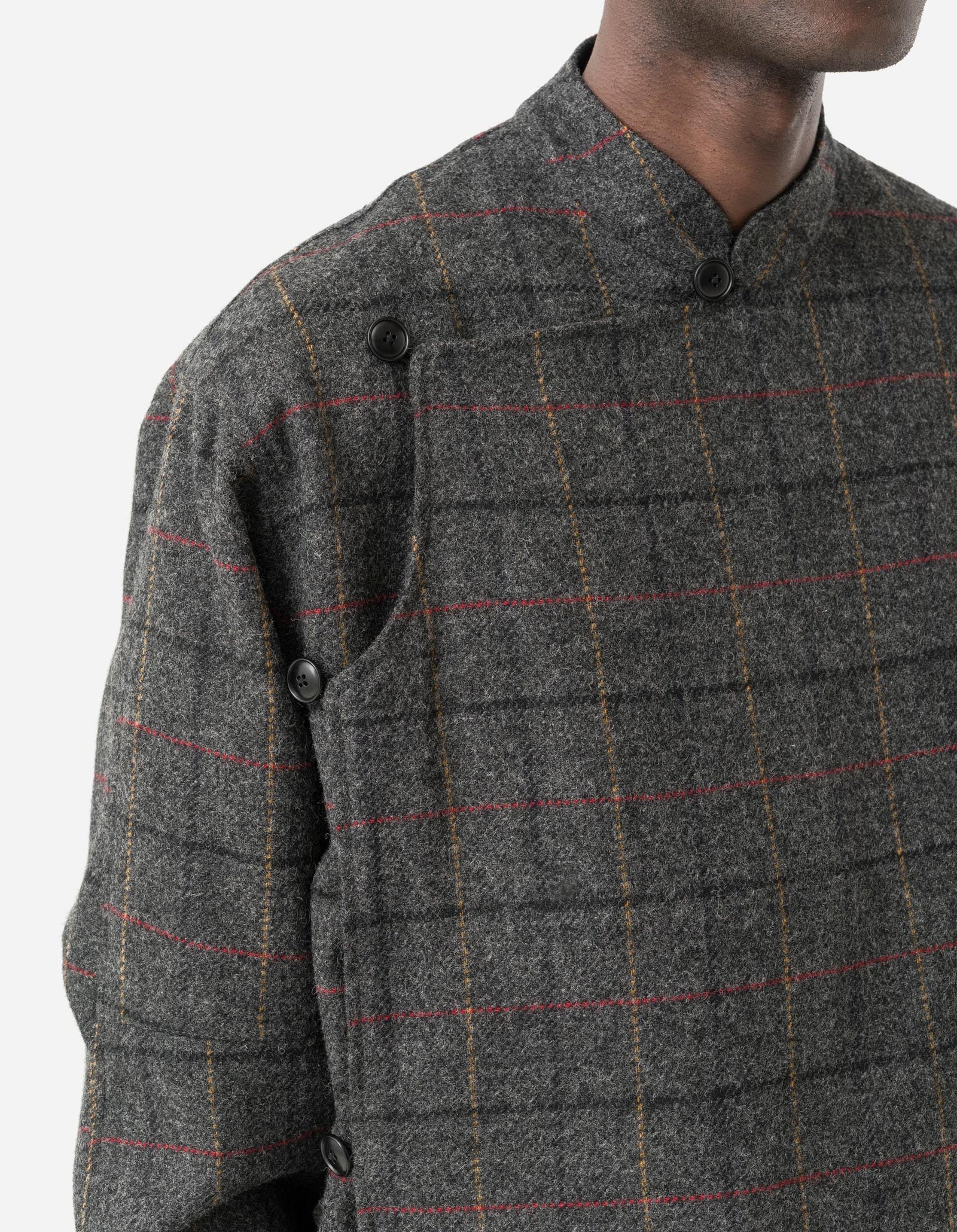 7114 Wool Asym Monk L/S Shirt Charcoal