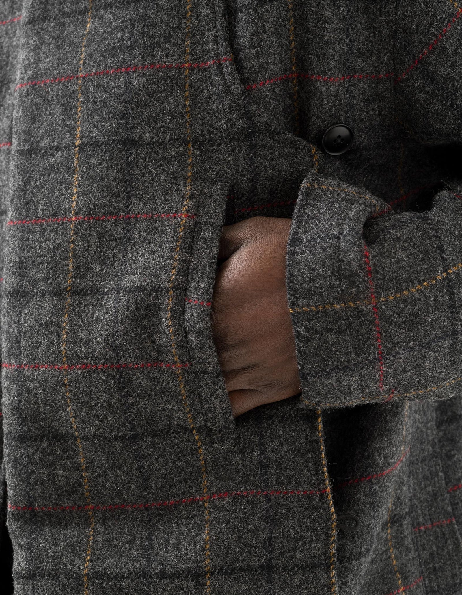 7114 Wool Asym Monk L/S Shirt Charcoal