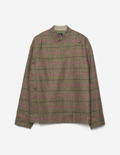 7155 Wool Asym Monk L/S Shirt Olive/Pink