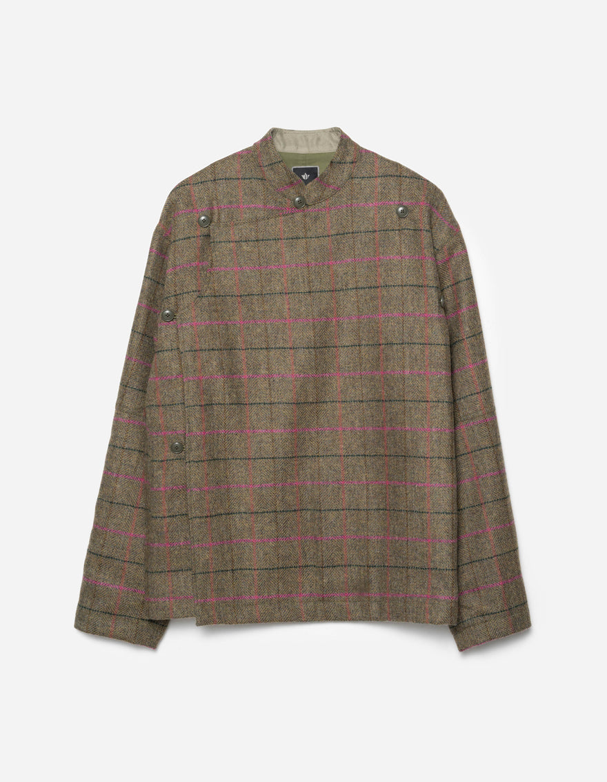 7155 Wool Asym Monk L/S Shirt Olive/Pink