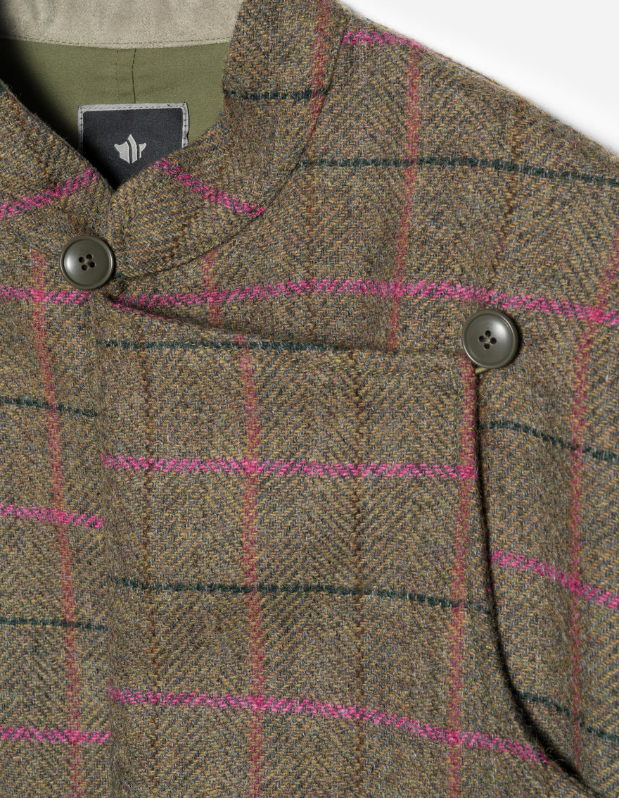 7155 Wool Asym Monk L/S Shirt Olive/Pink