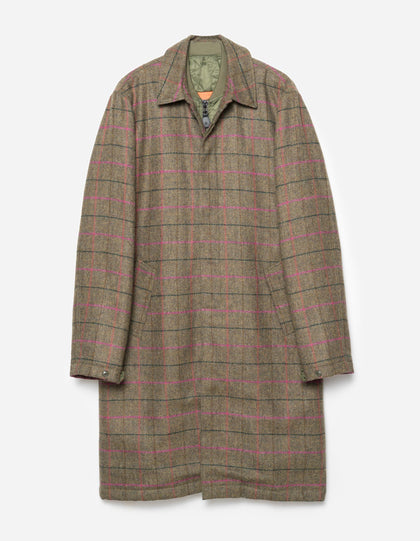 7156 Wool Check MA Coat Olive/Pink