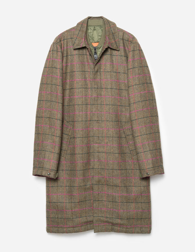 7156 Wool Check MA Coat Olive/Pink