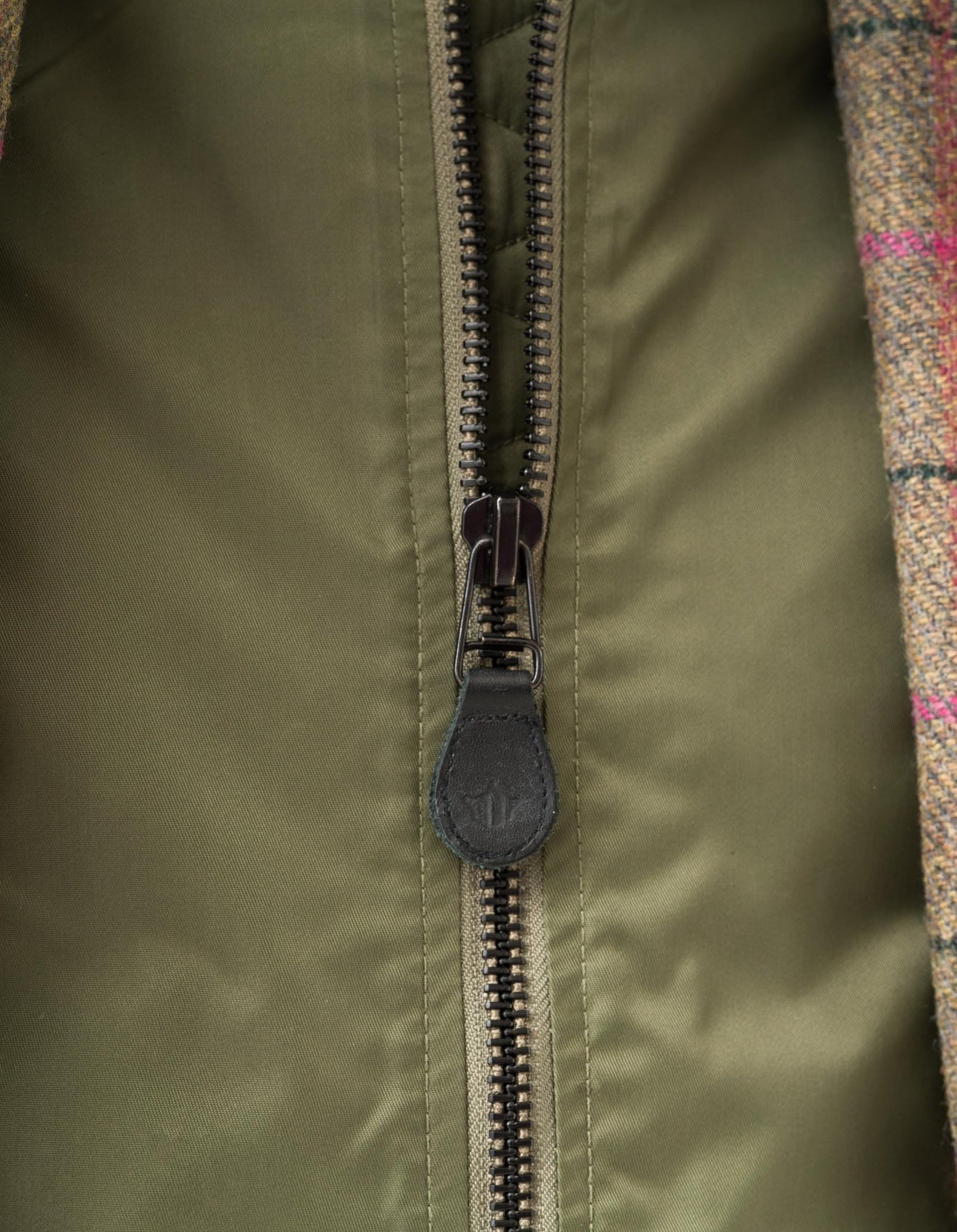 7156 Wool Check MA Coat Olive/Pink