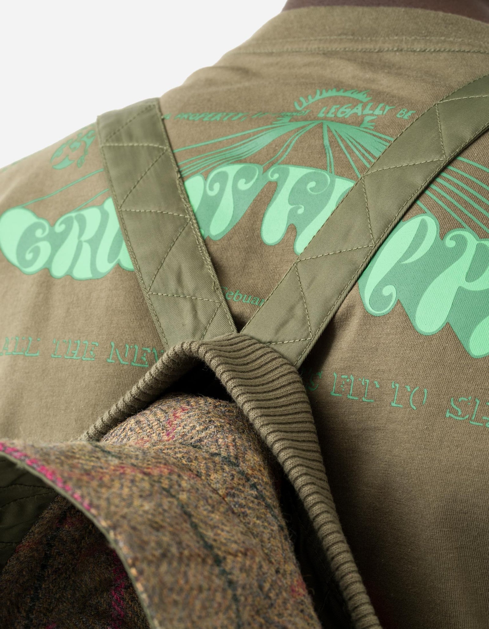 7156 Wool Check MA Coat Olive/Pink