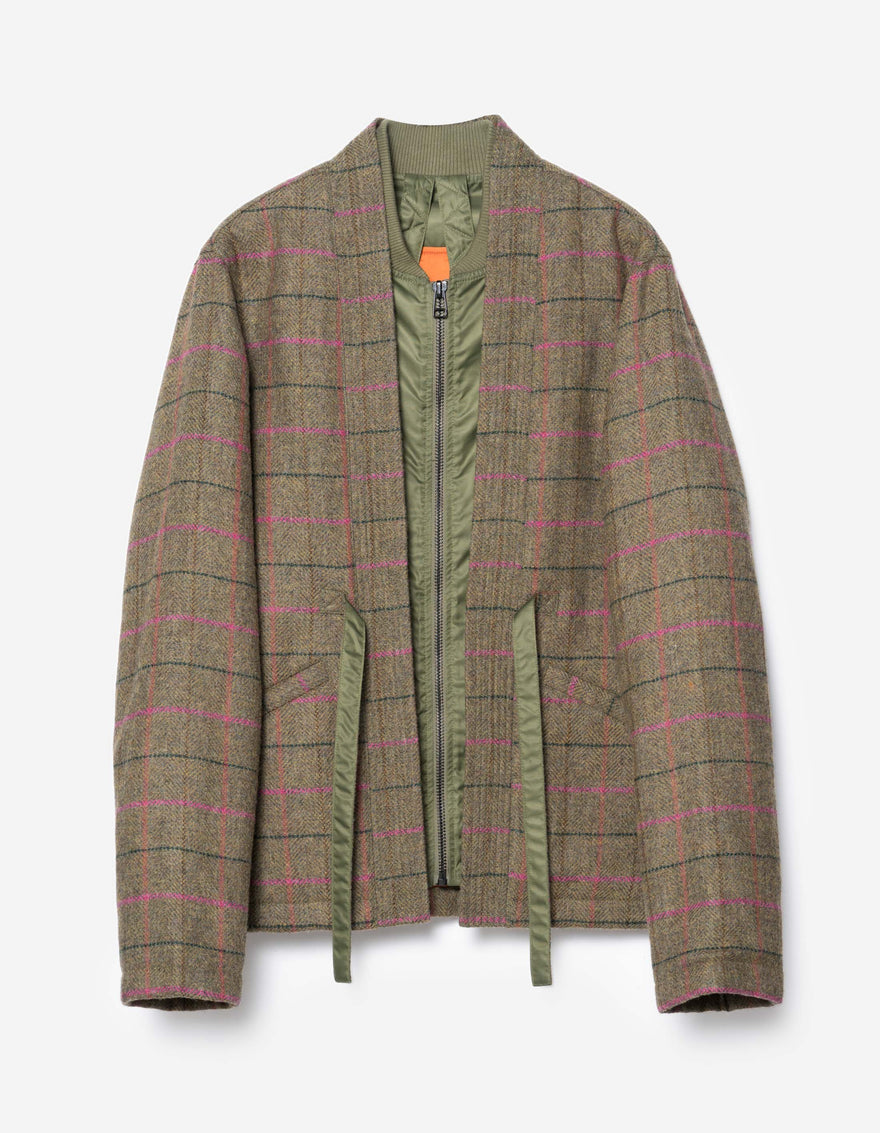 7157 Wool MA Kimono Olive/Pink