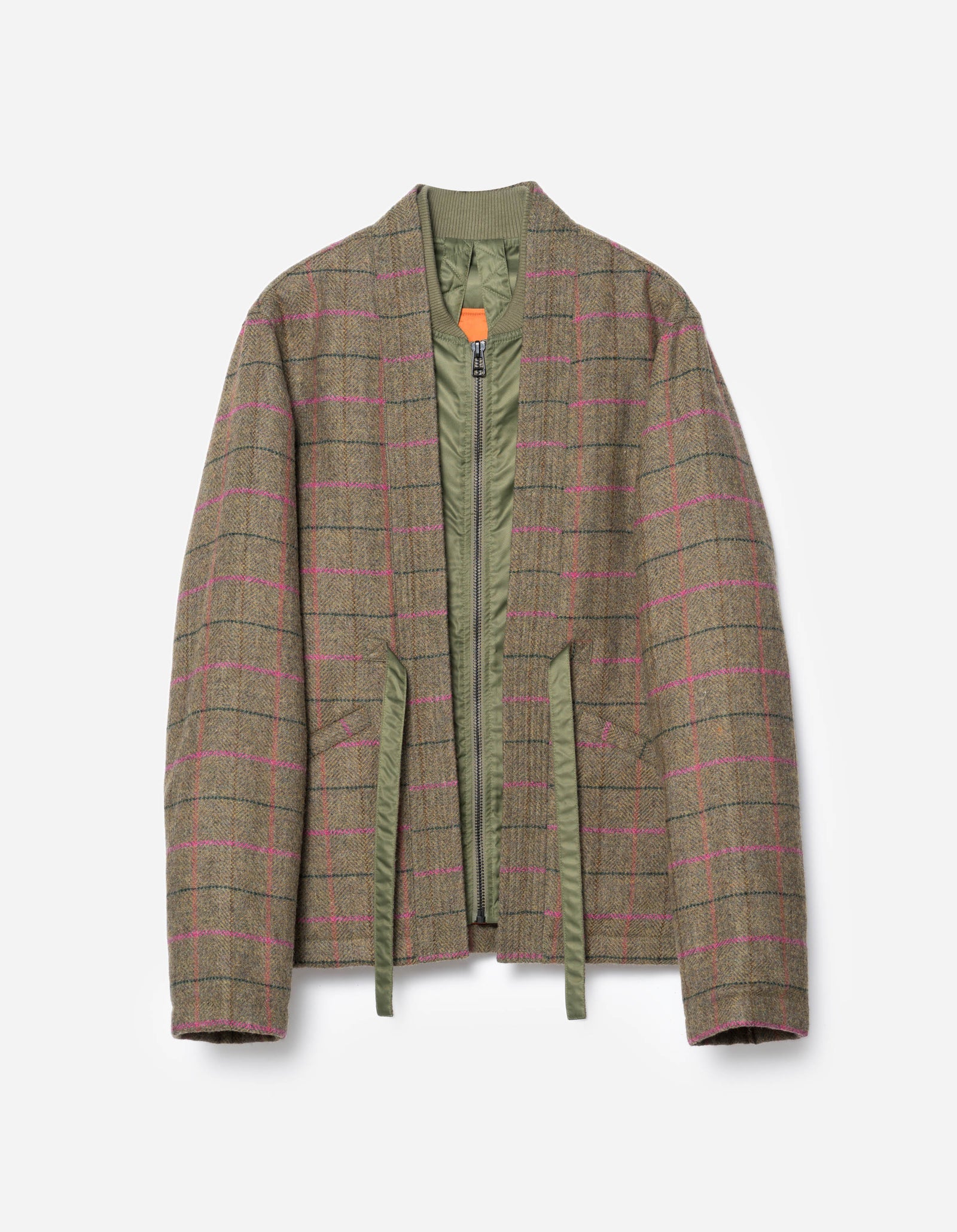 7157 Wool MA Kimono Olive/Pink