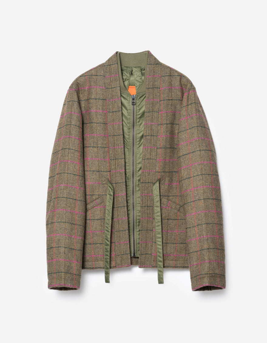 7157 Wool MA Kimono Olive/Pink