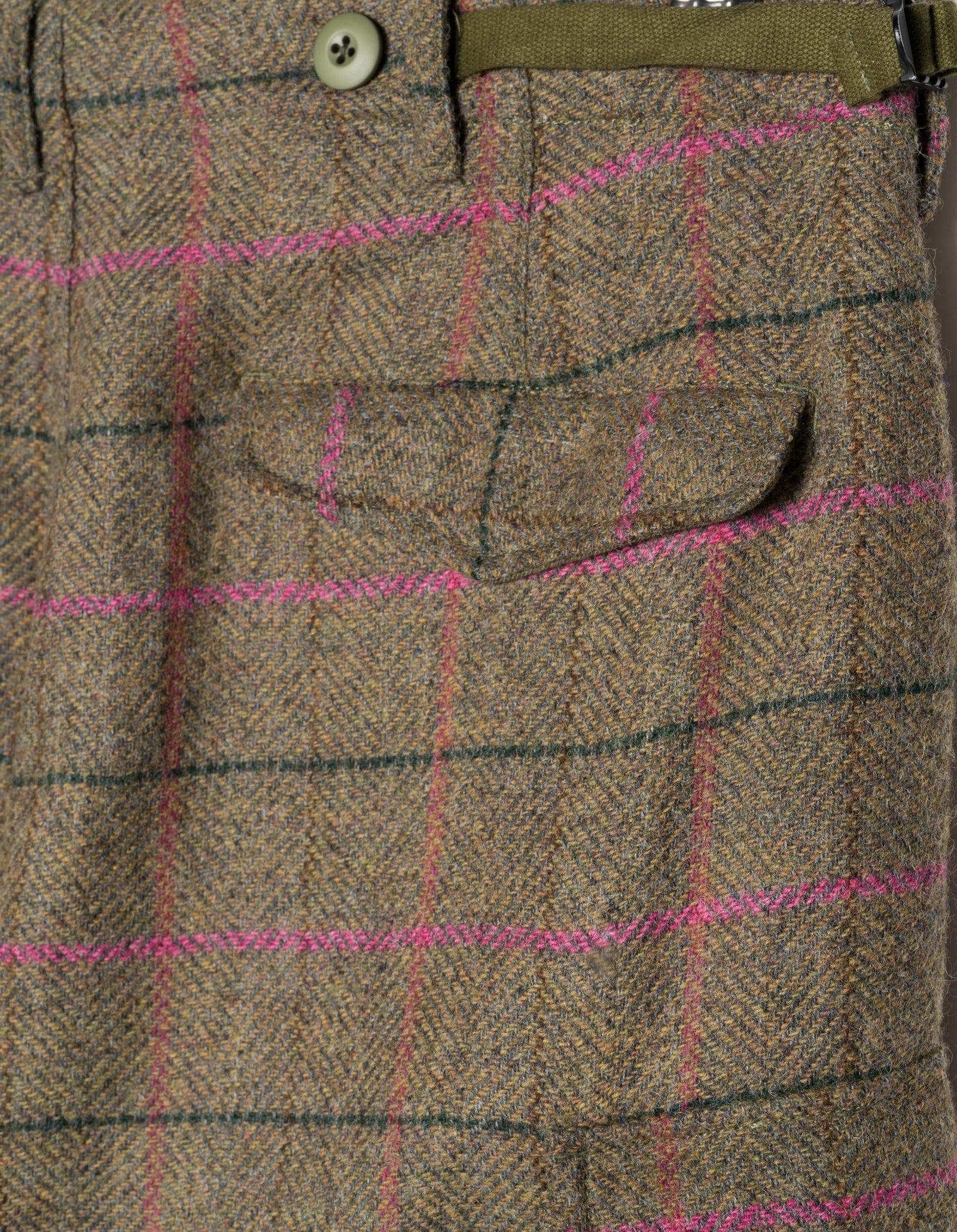 7158 Wool Check M65 Cargo Pant Olive/Pink
