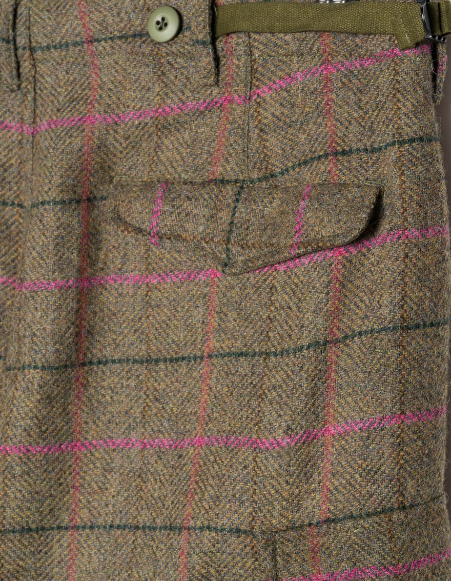7158 Wool Check M65 Cargo Pant Olive/Pink