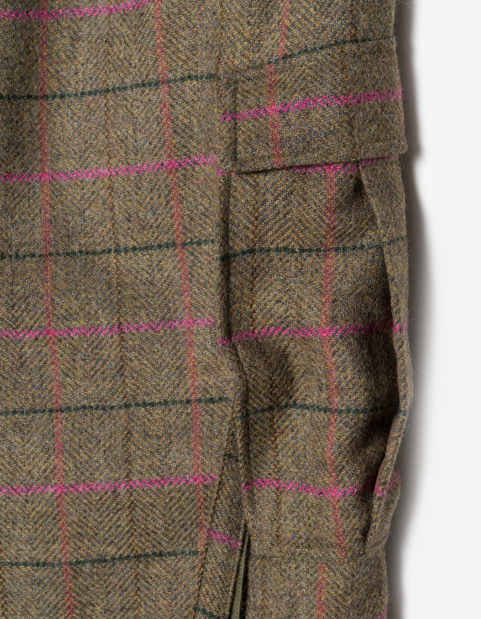 7158 Wool Check M65 Cargo Pant Olive/Pink