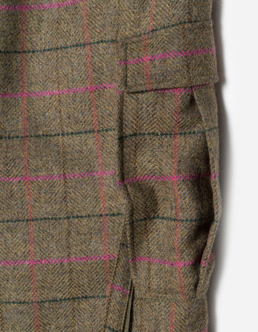 7158 Wool Check M65 Cargo Pant Olive/Pink