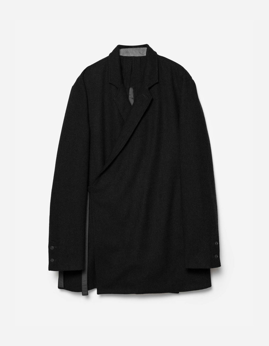 7122 Recycled Wool Kimono Blazer Black