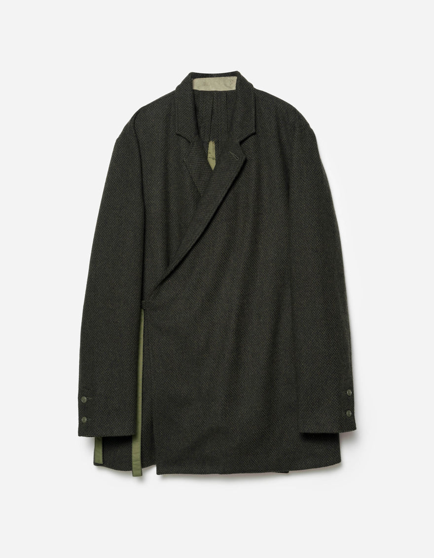 7123 Recycled Wool Kimono Blazer Olive