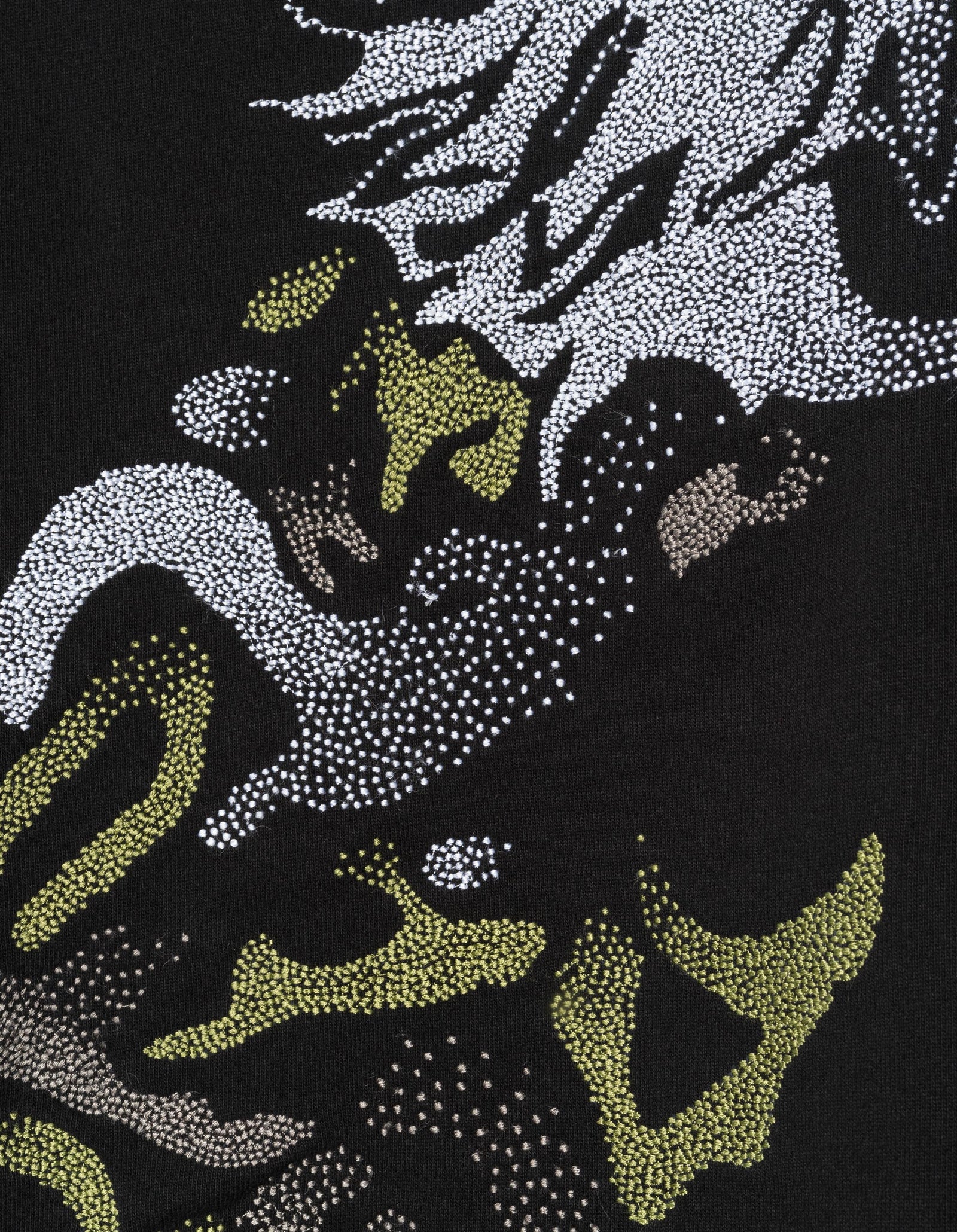 7125 Pointillist Dragon Embroidered Crew Sweat Black