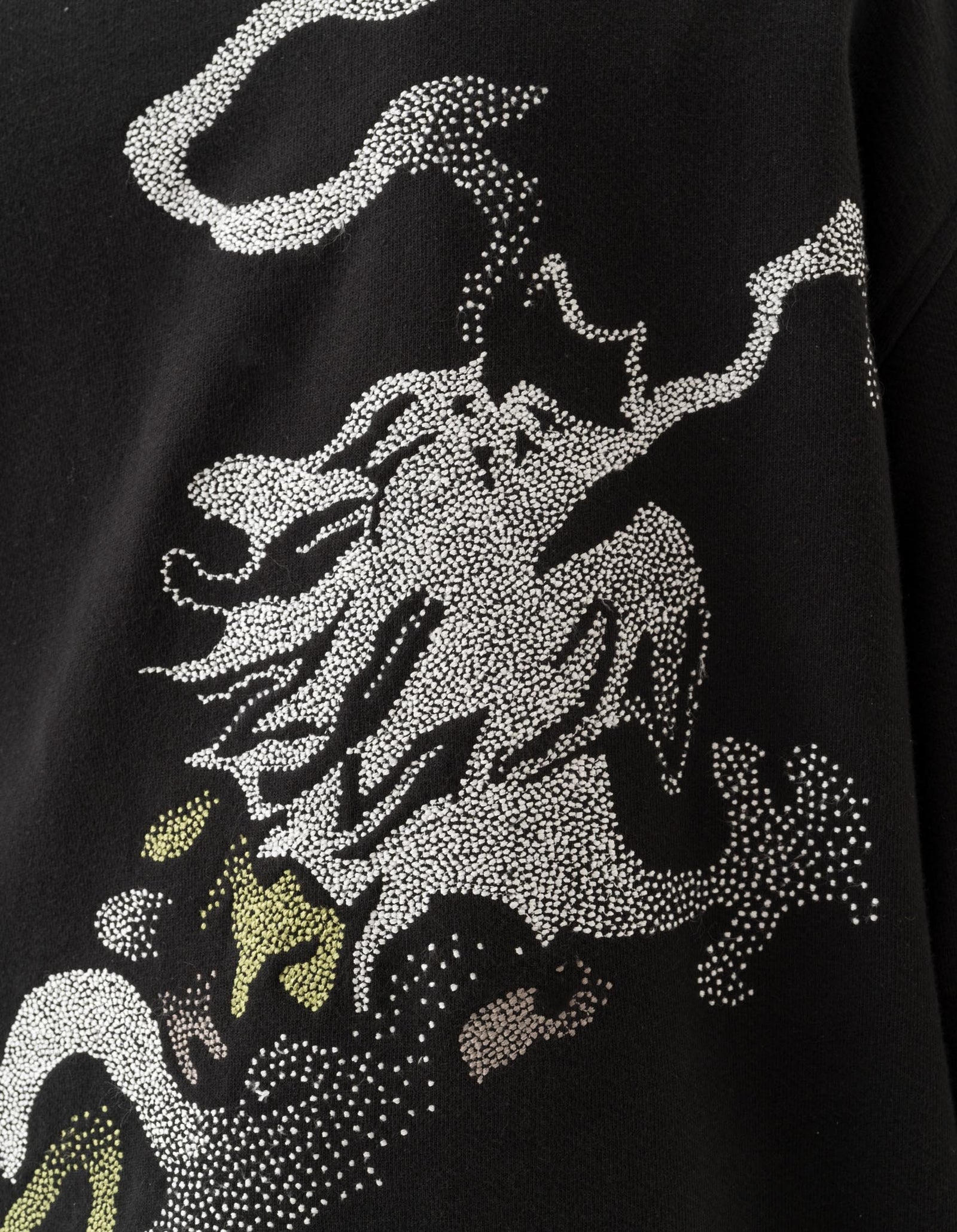 7125 Pointillist Dragon Embroidered Crew Sweat Black