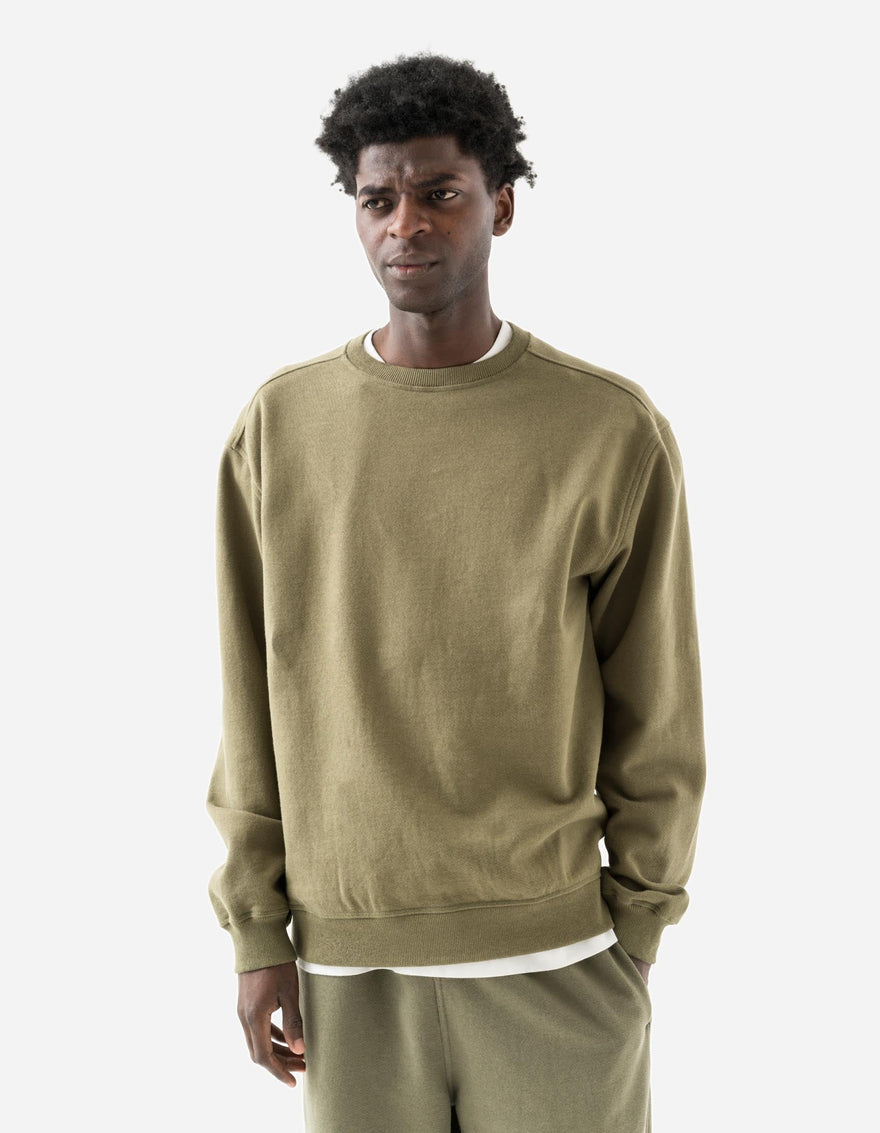 7125 Pointillist Dragon Embroidered Crew Sweat Olive OG-107F
