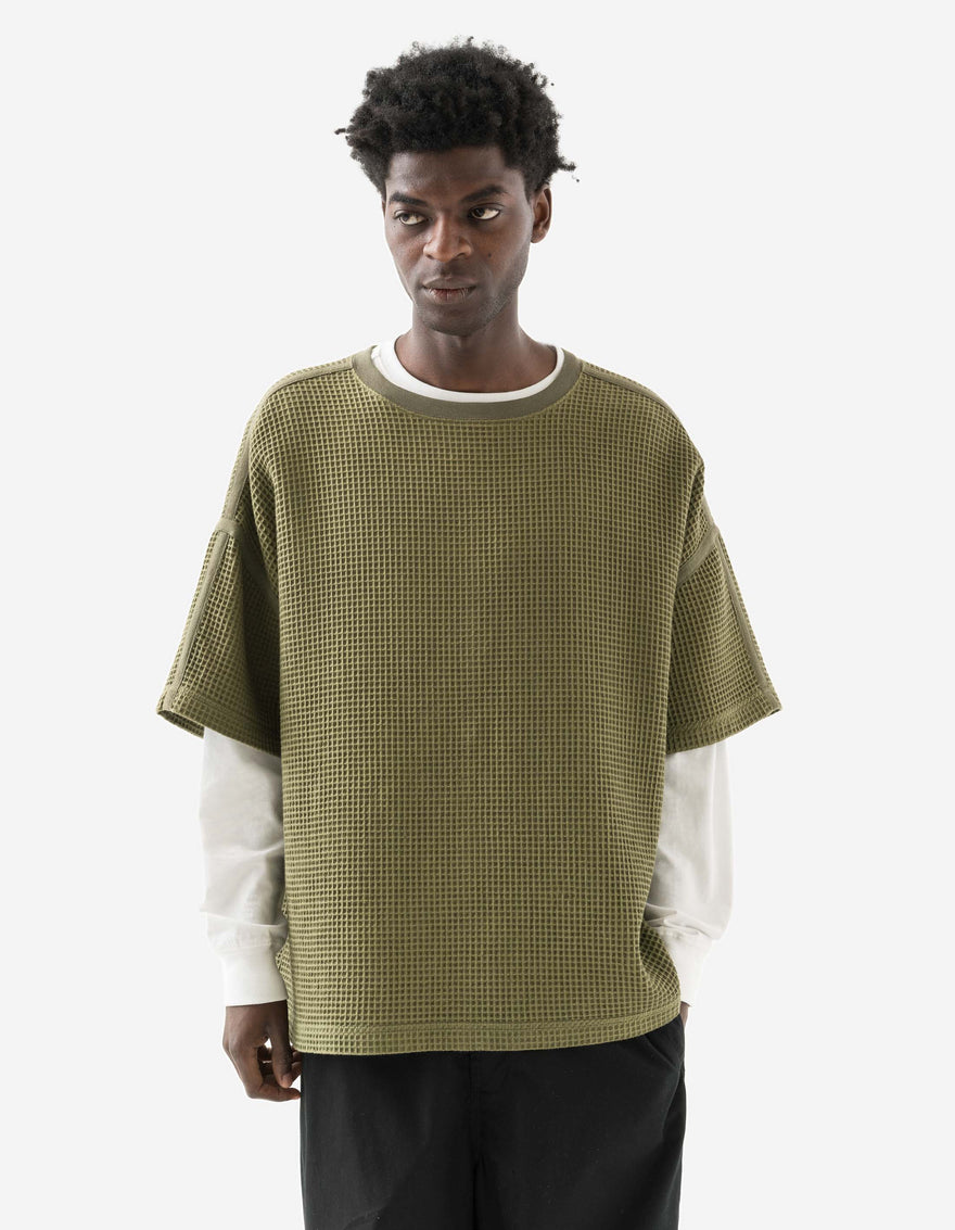 7127 Waffle Kimono T-Shirt Olive OG-107F