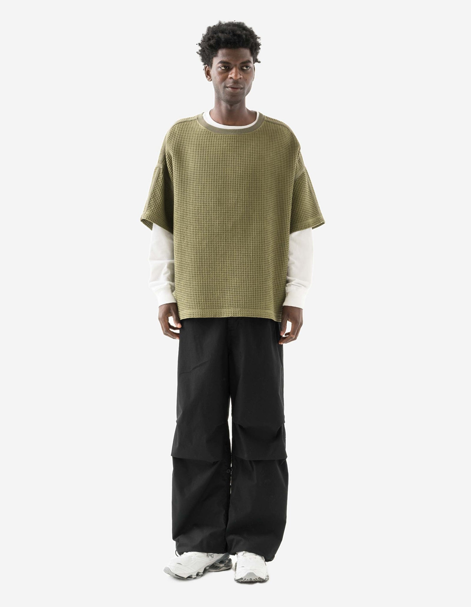 7127 Waffle Kimono T-Shirt Olive OG-107F