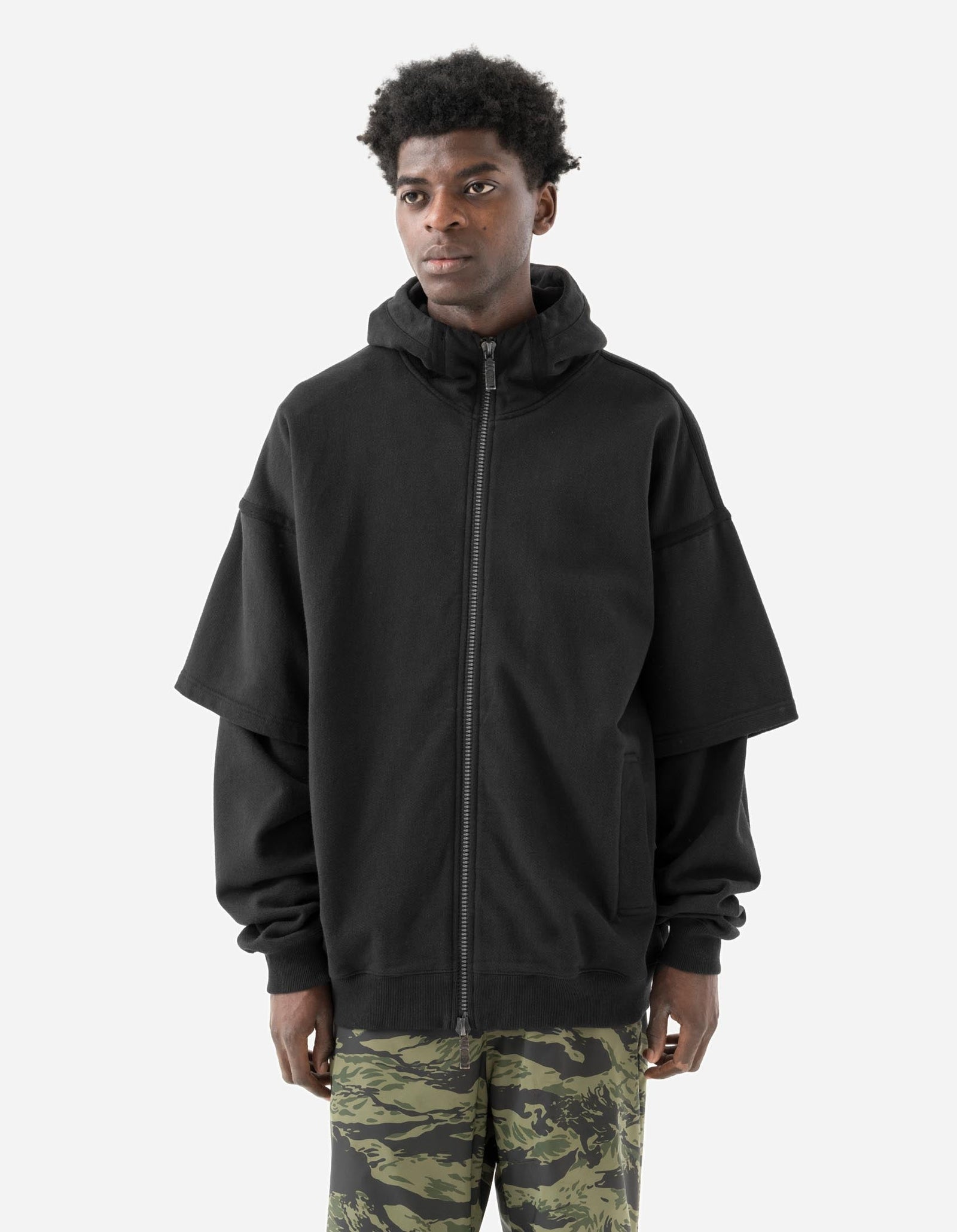 7131 Kimono Hooded Sweat Black