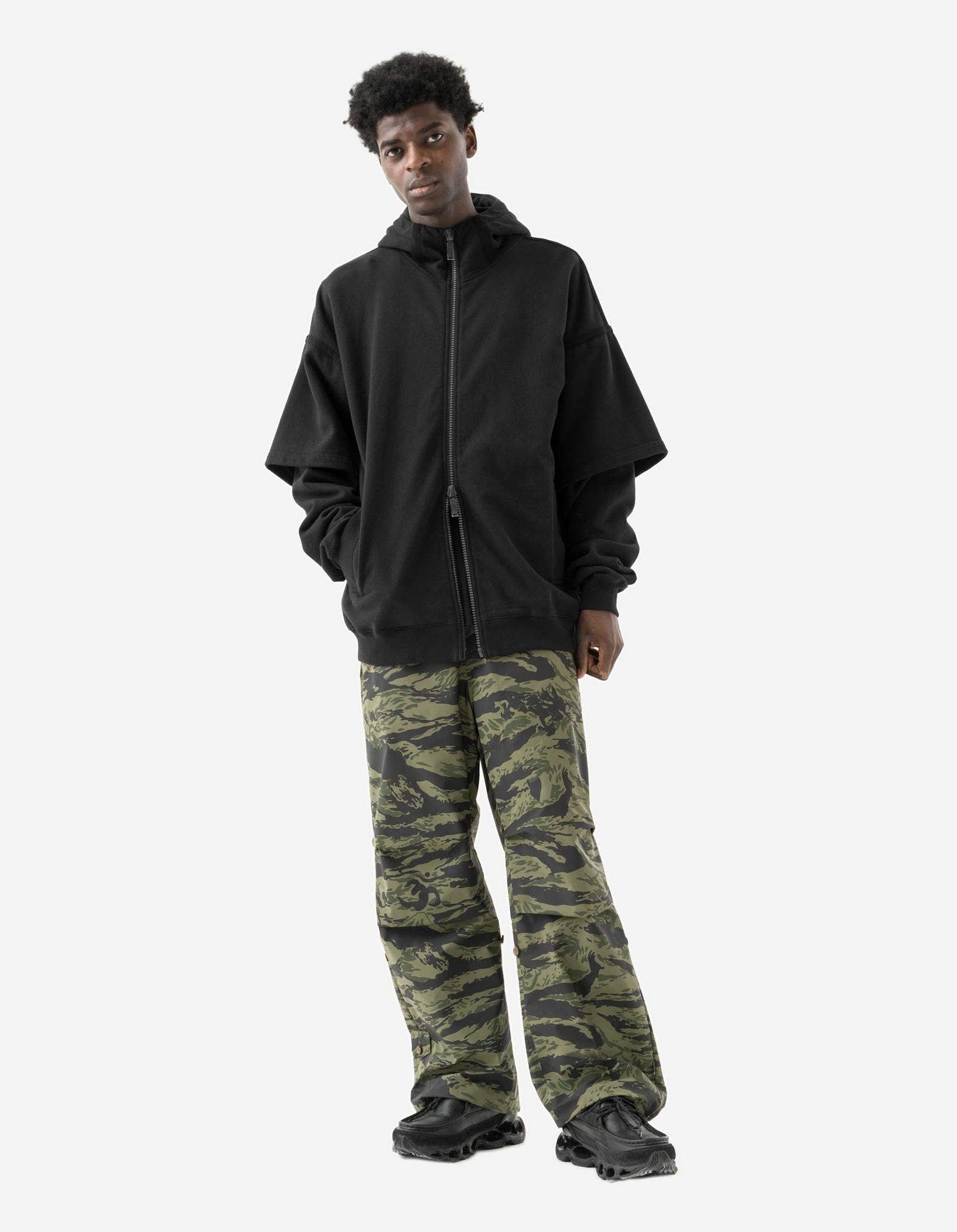 7131 Kimono Hooded Sweat Black