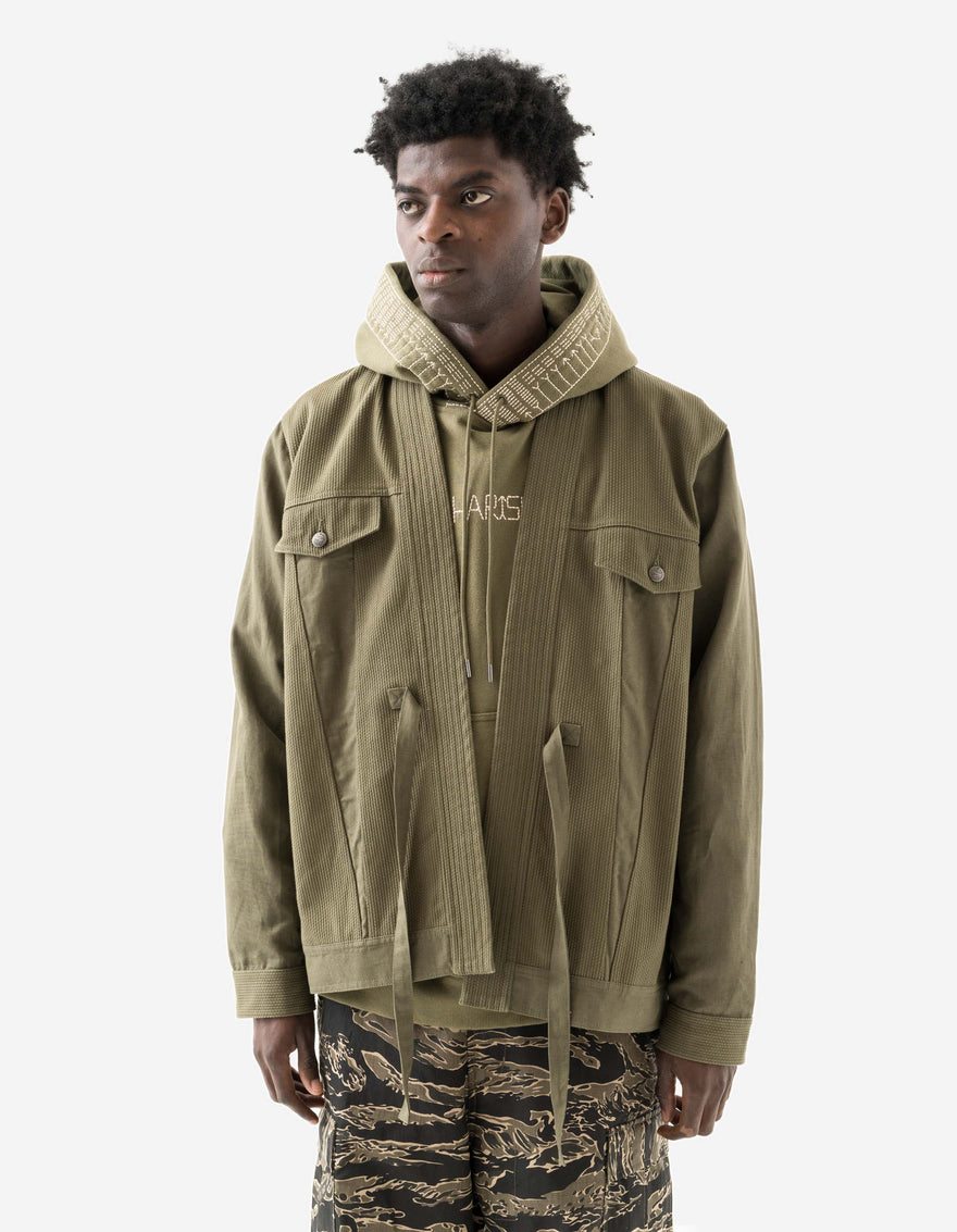 7133 Hemp Hanten Trucker Jacket Olive OG-107F