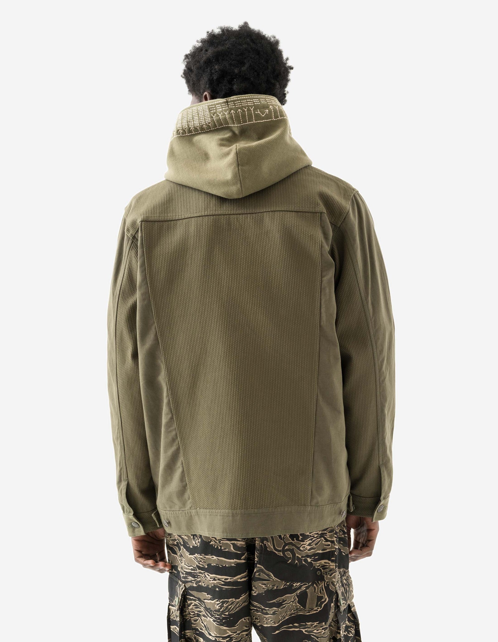 7133 Hemp Hanten Trucker Jacket Olive OG-107F