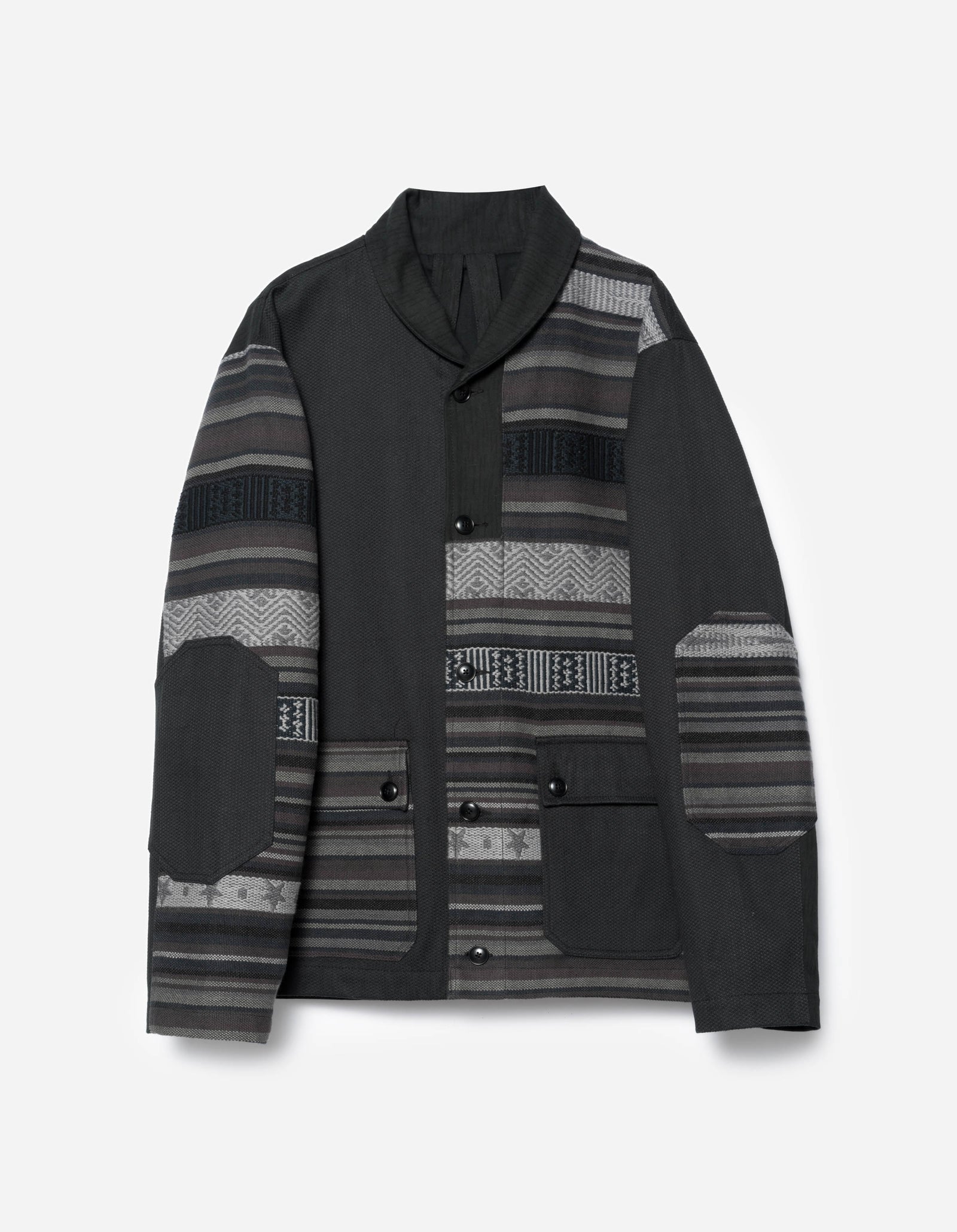 7142 Upcycled Shawl Chore Jacket Black