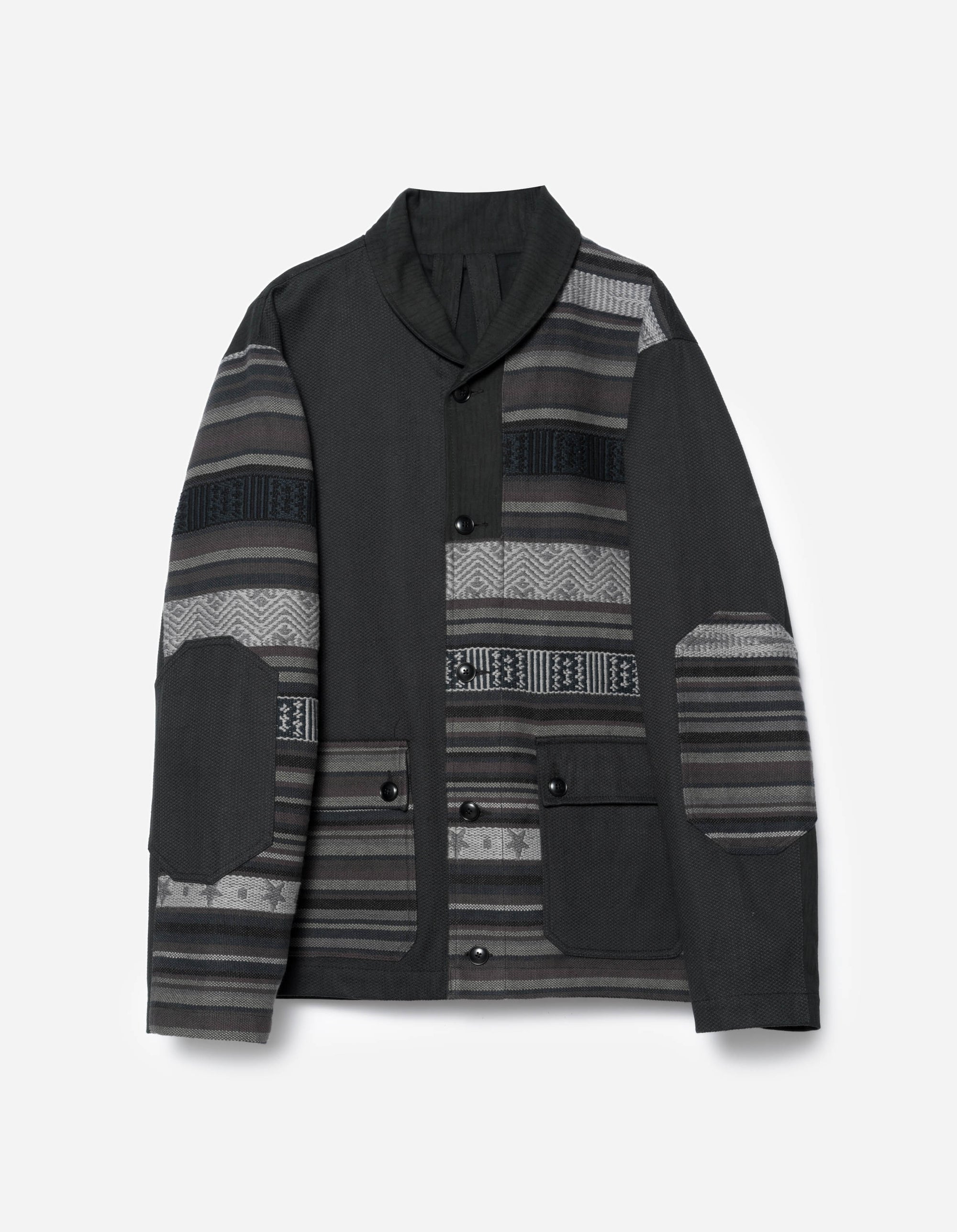 7142 Upcycled Shawl Chore Jacket Black