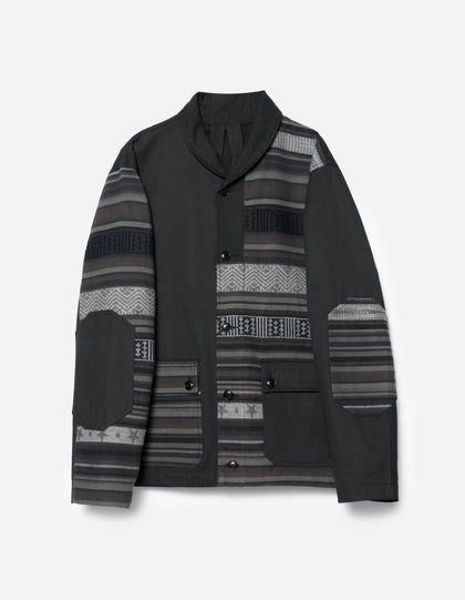 7142 Upcycled Shawl Chore Jacket Black